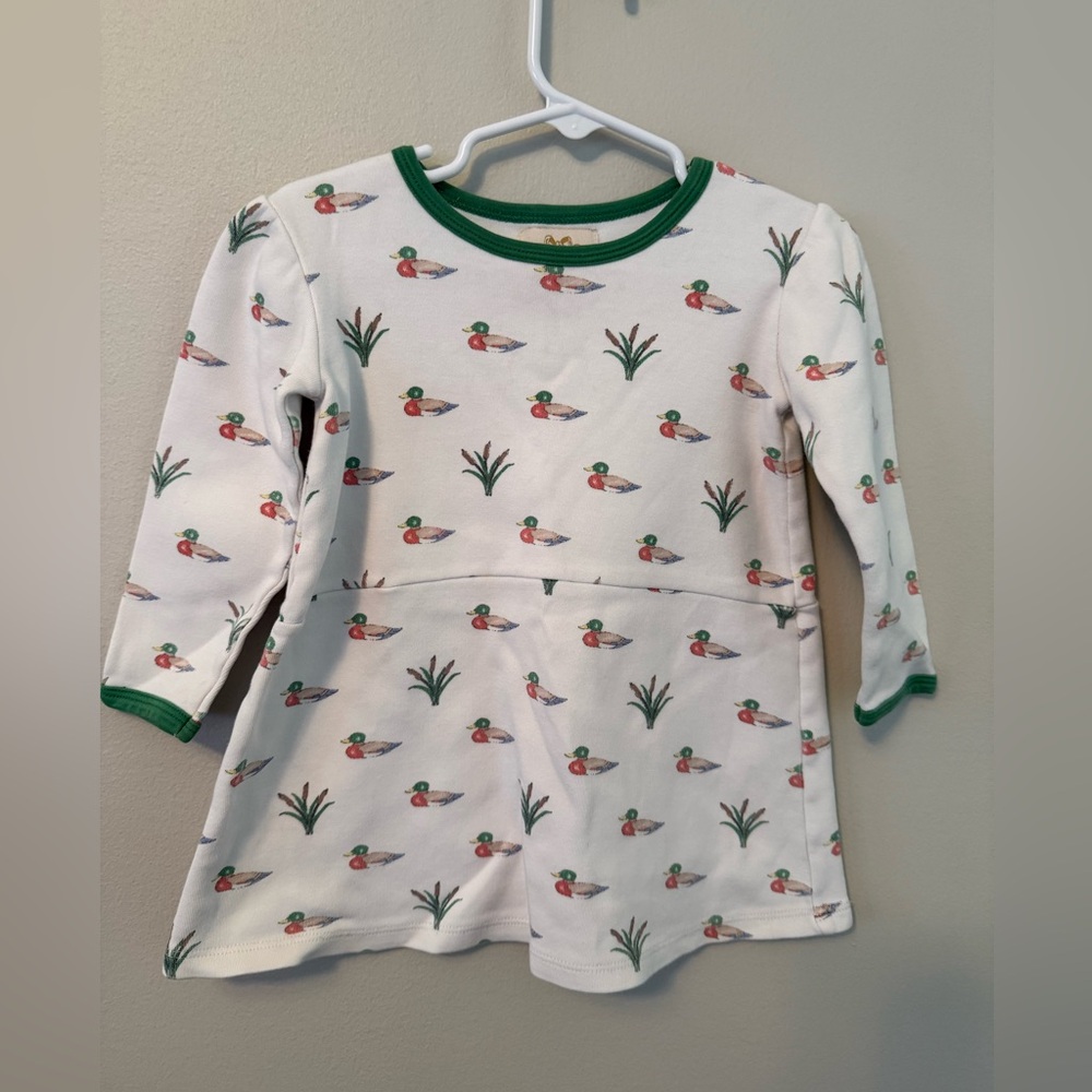 The Beaufort Bonnet Company Duck Print Long Sleeve Tee - White and Green